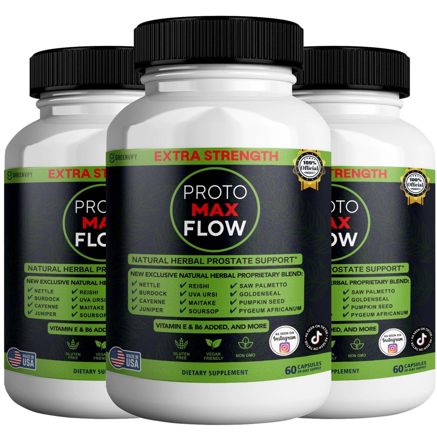 GREENVIFY Proto Max Flow Extra Strength Prostate Support Capsule 180 Count