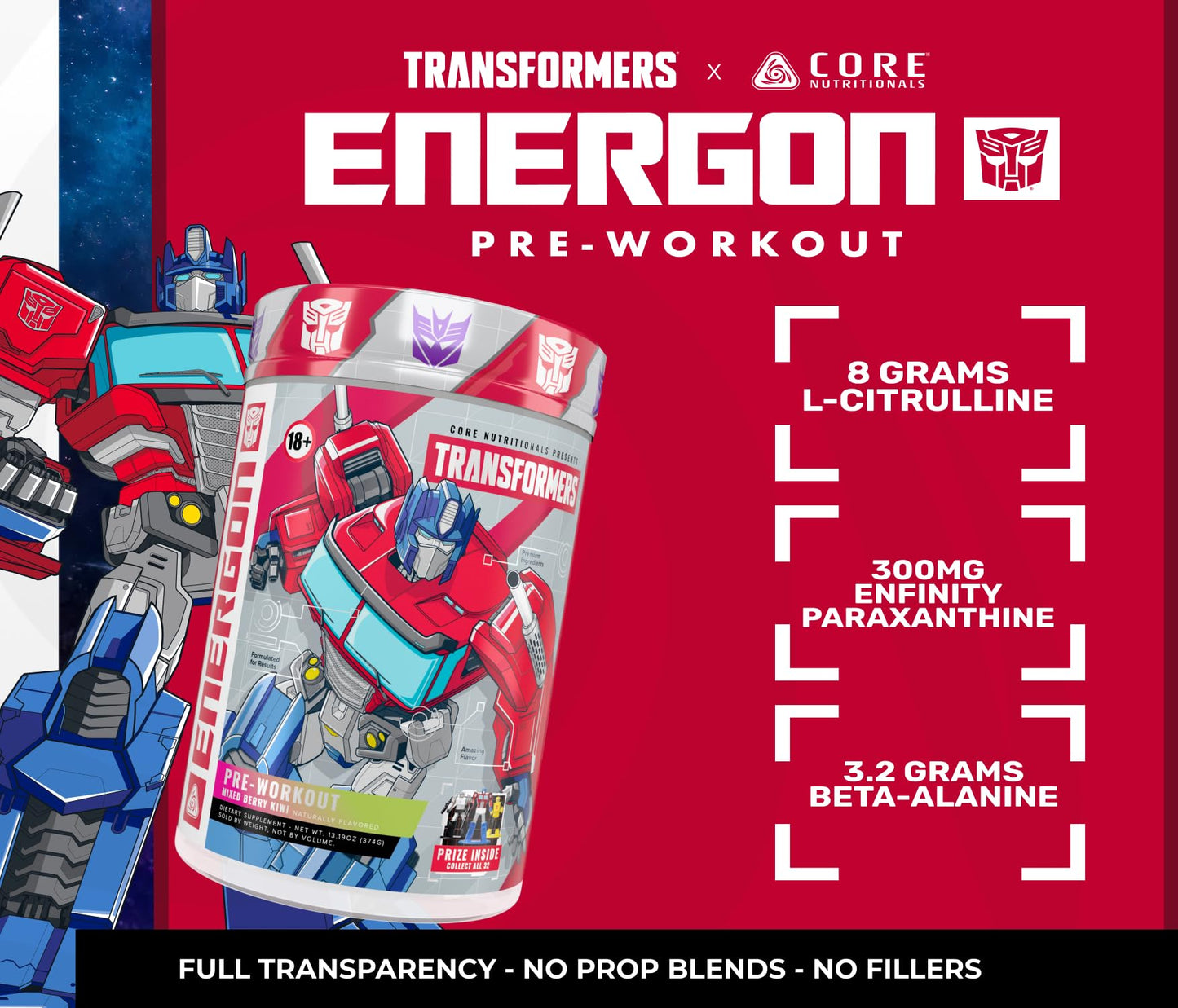 Core Nutritionals Transformers Energon Pre Workout Powder 16 Servings
