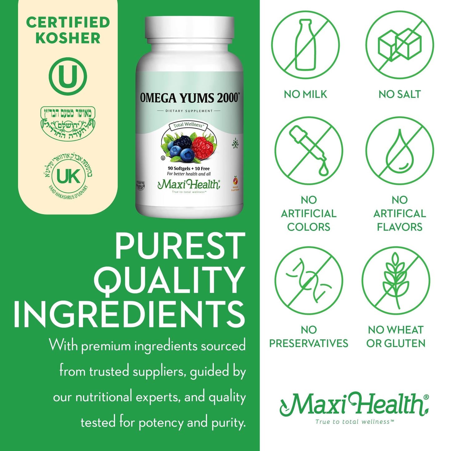 Maxi Health Fish Oil 2000mg Omega-3 Chewable, 100 Count