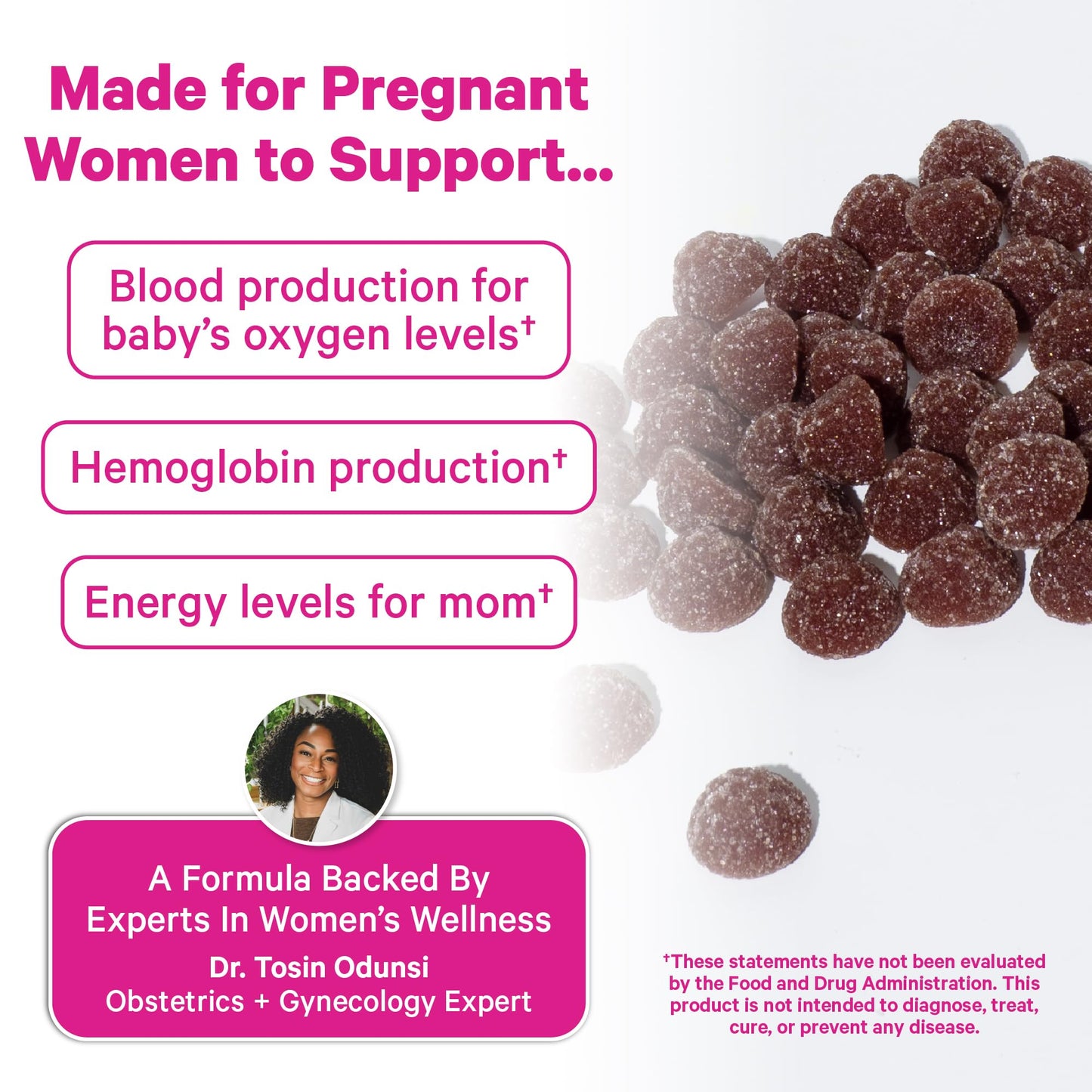 Pink Stork Prenatal Iron Supplement Gummy, 20 mg, 60 Count