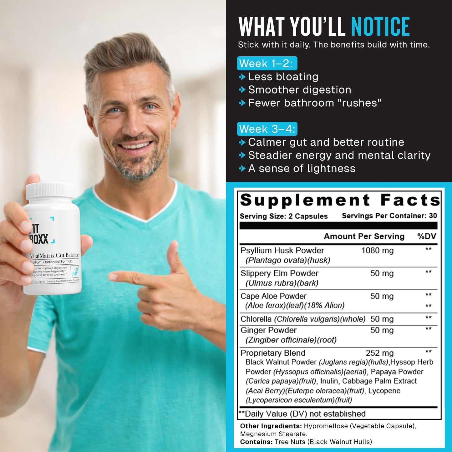 Fit Boxx VitalMatrix Gut Balance Capsules, 60 Count