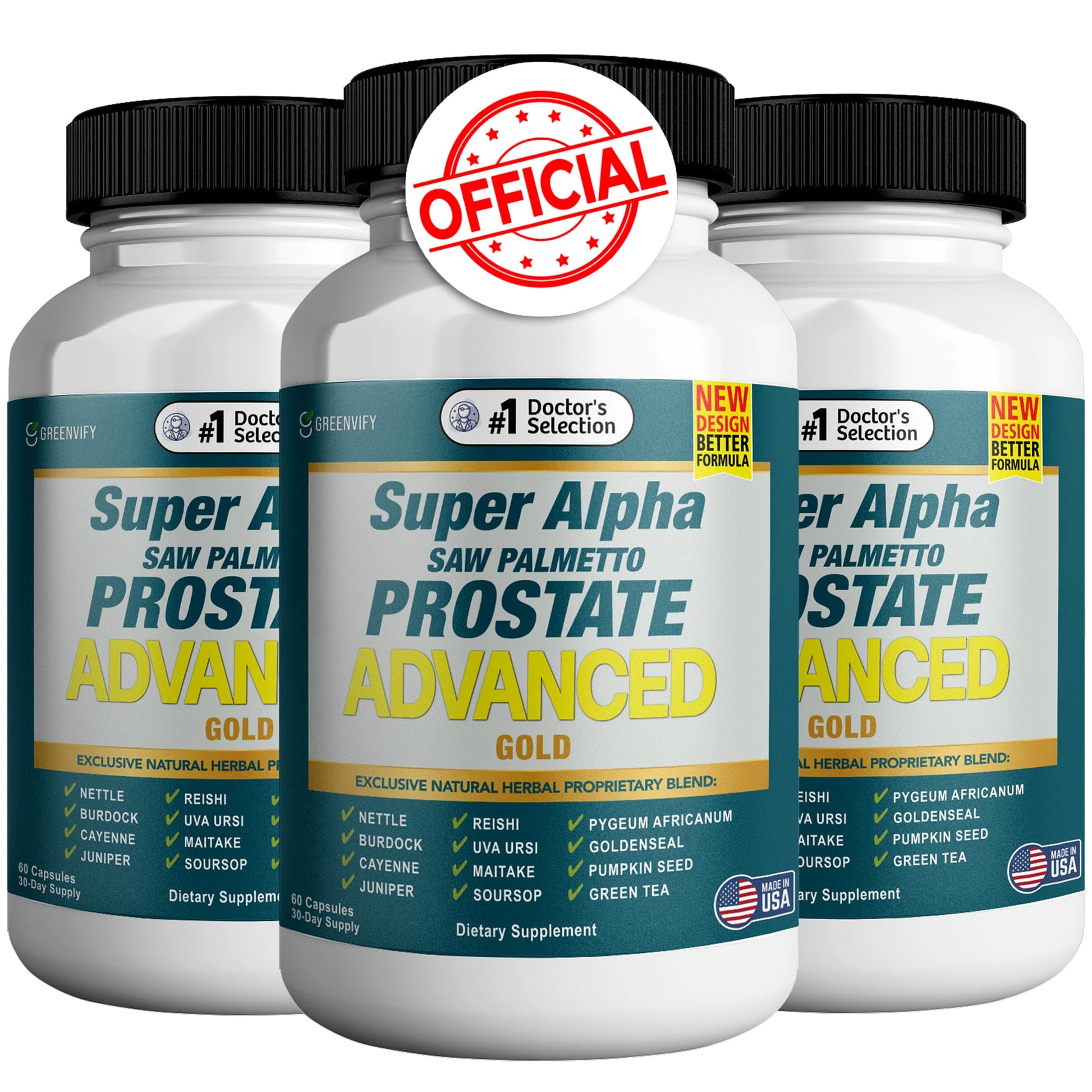 GREENVIFY Super Alpha Saw Palmetto Potent DHT Blocker Advanced Prostate Health Complex, 180 Capsules