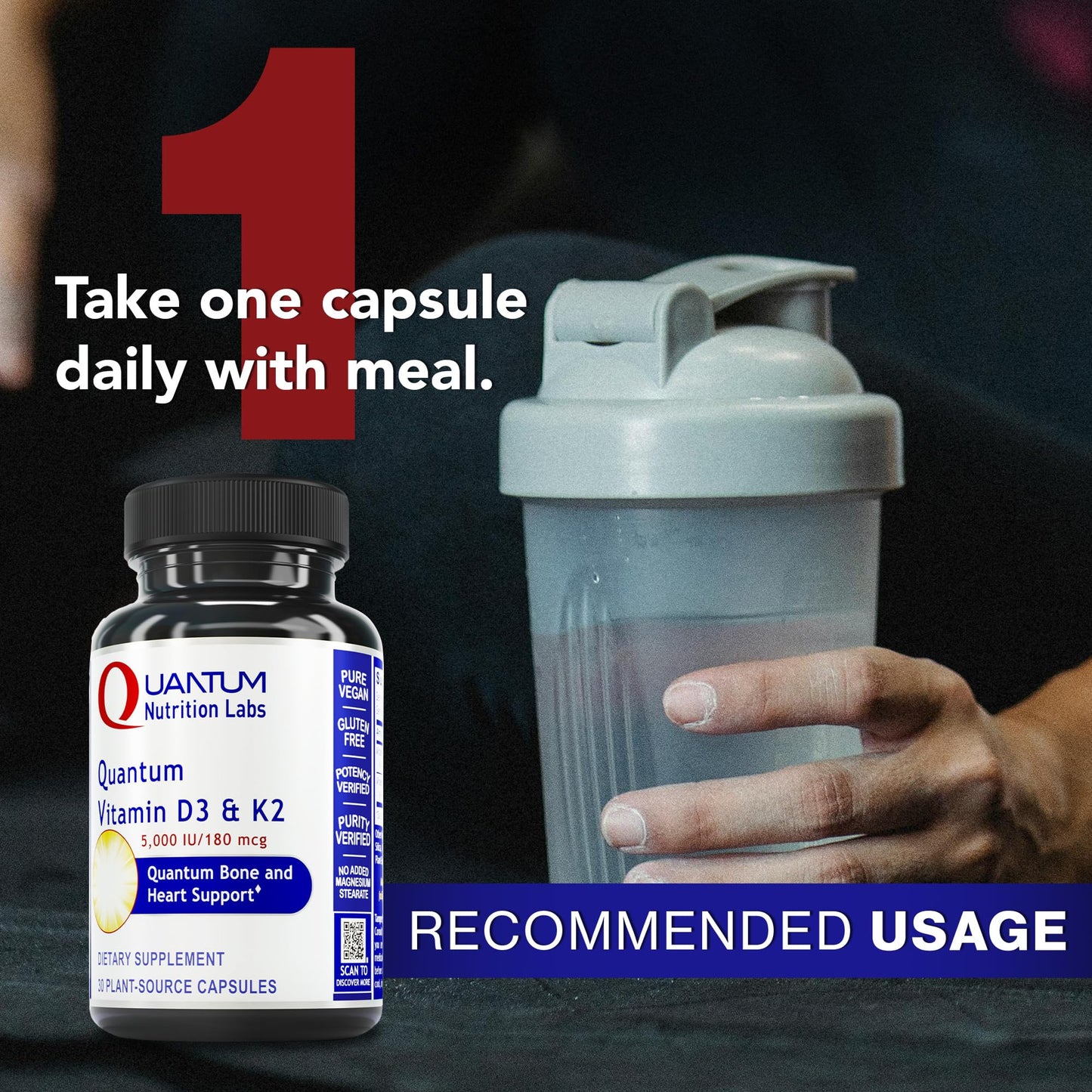 Quantum Nutrition Vitamin D3 and K2 Supplement, 30 Capsules