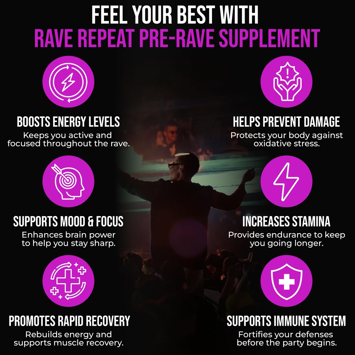 Rave Repeat Pre-Rave Supplement Capsules, 40 Count