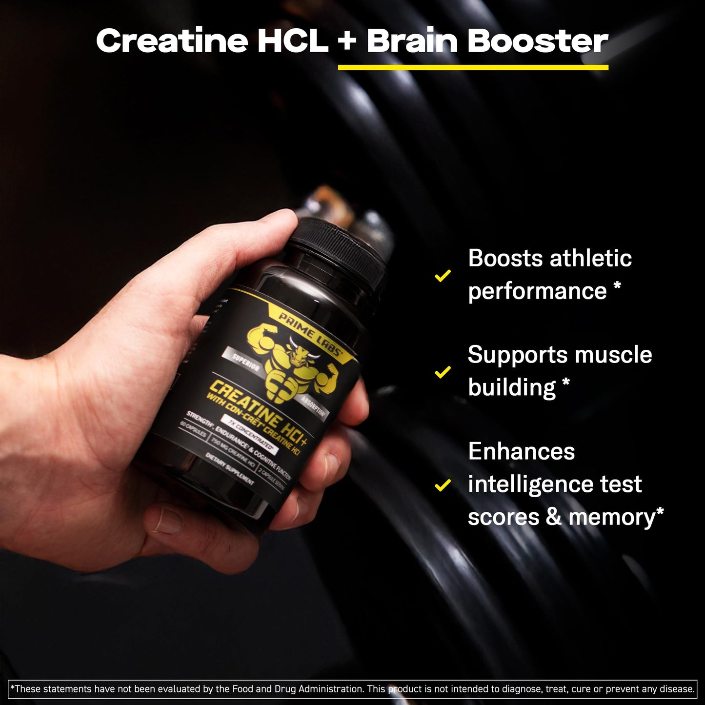 Prime Labs Organic Black Maca & Creatine HCl Capsules, 120 Capsules
