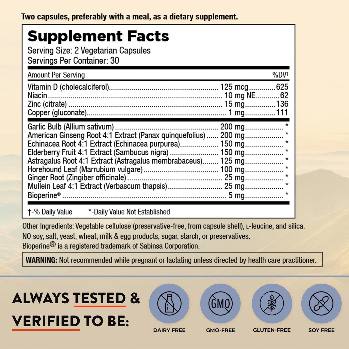 Mt. Angel Vitamins Cold Facts + Vitamin D, Immune System Support, 60 Vegetarian Capsules