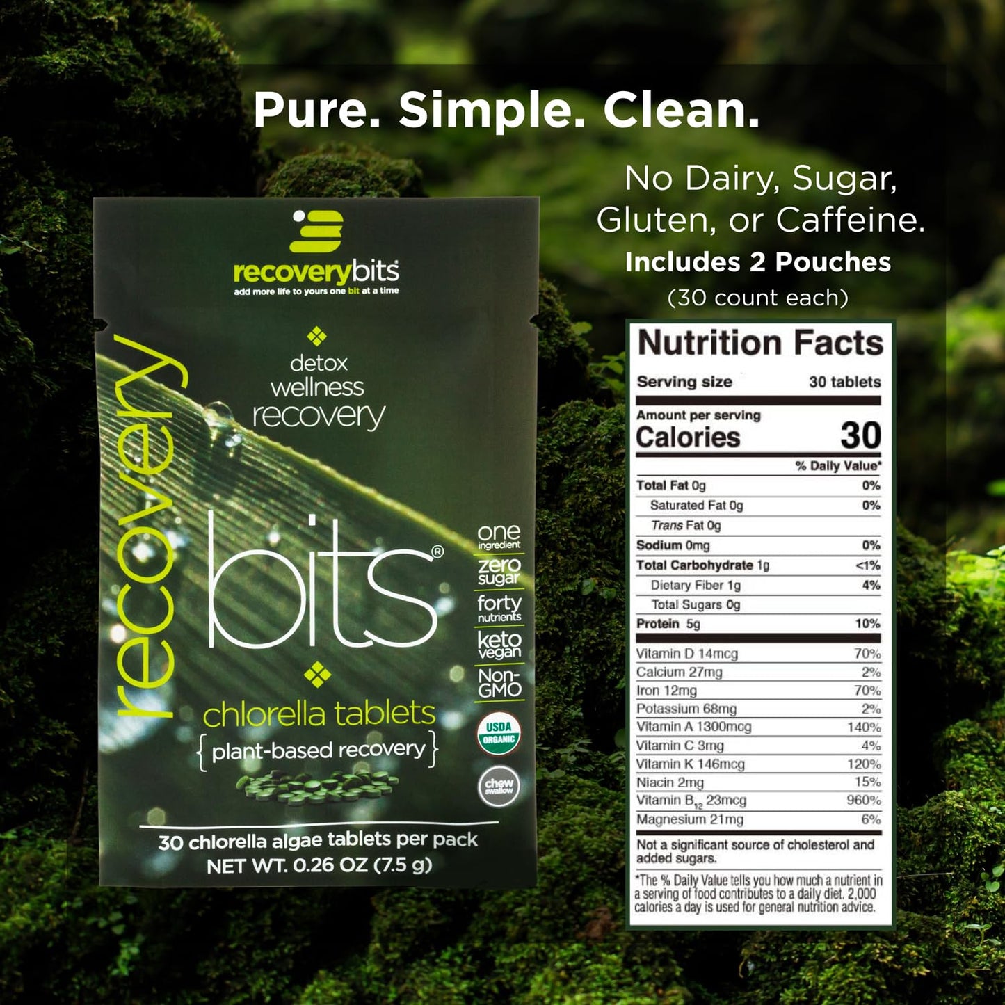 ENERGYBITS RECOVERYbits Organic Spirulina & Chlorella Tablets, Tablet, 120 Count