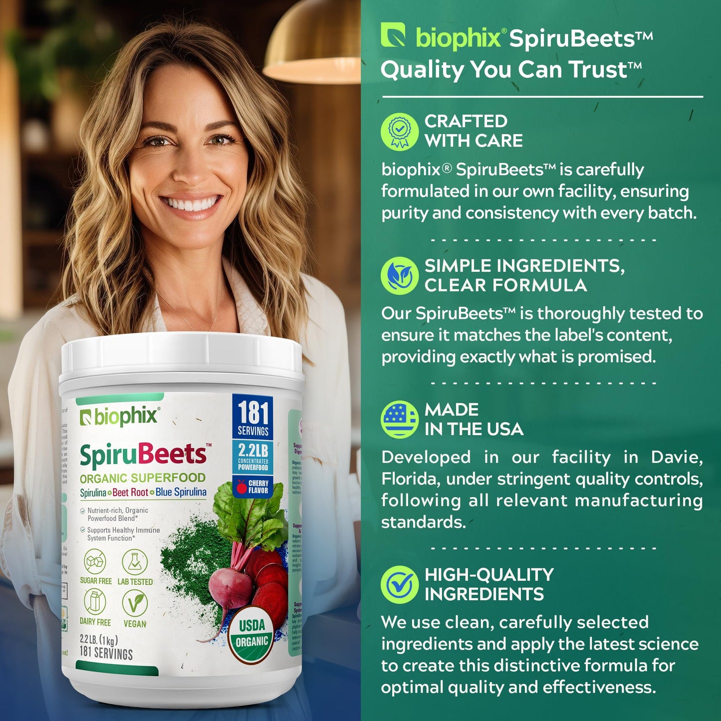 biophix SpiruBeets Organic Spirulina Beet Root Powder 35.2