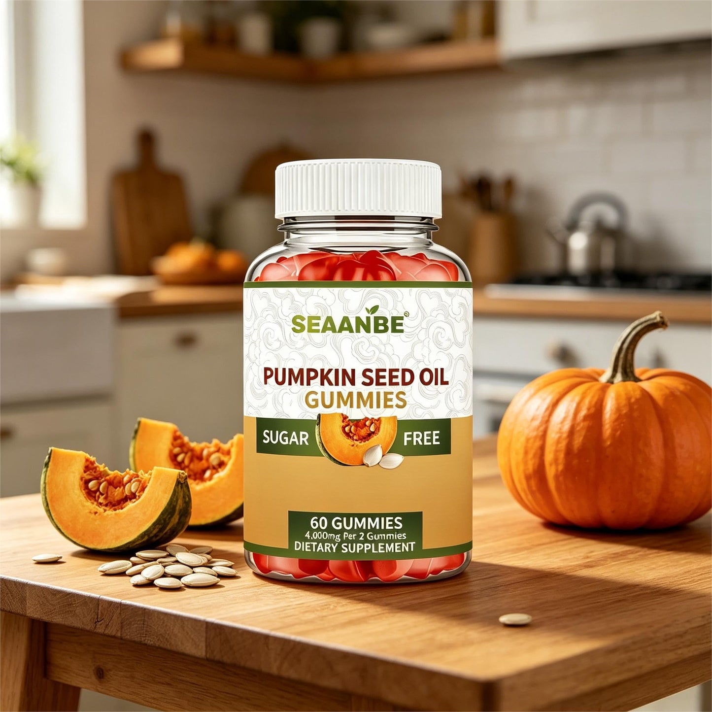 SEAANBE Sugar-Free Pumpkin Seed Oil Capsules 120 Count