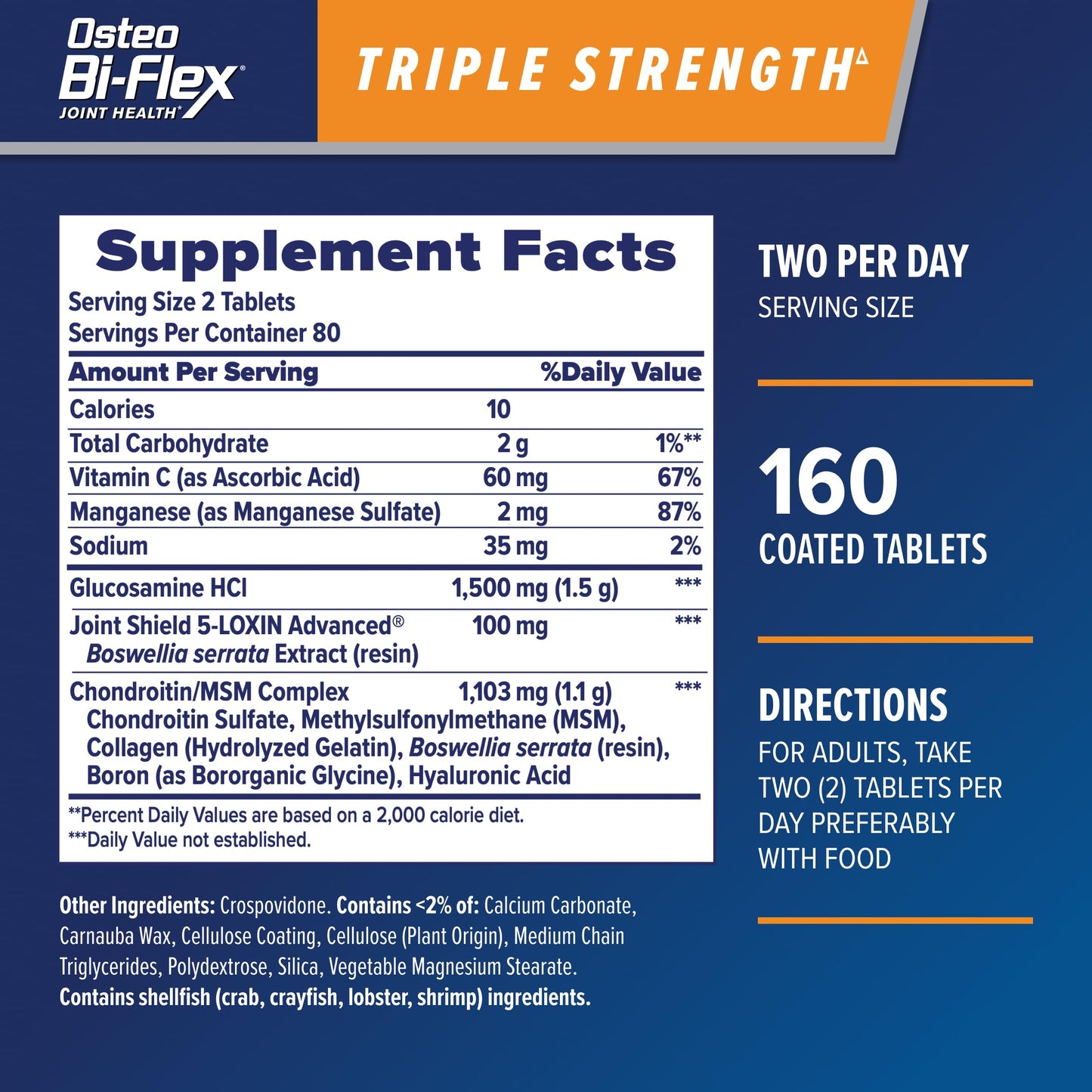 Osteo Bi-Flex Triple Strength Glucosamine Chondroitin Tablet, 160 Count