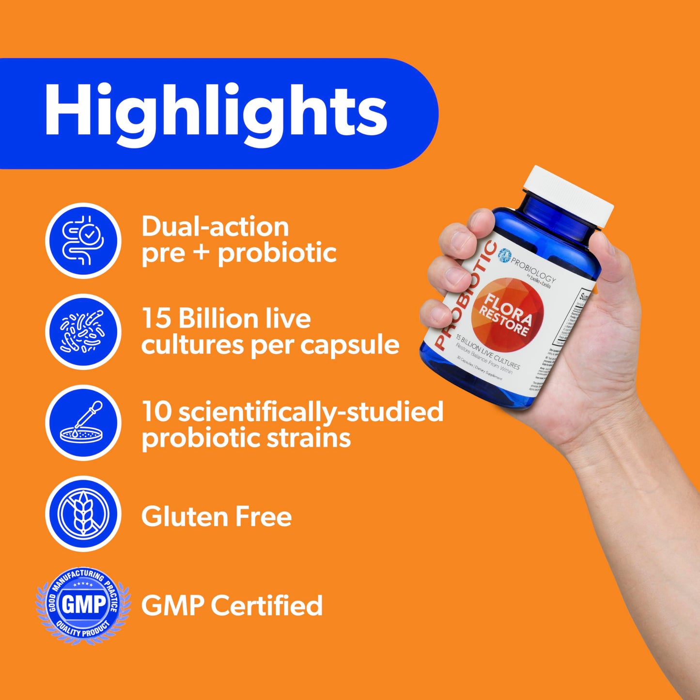 belle+bella Flora Restore Daily Probiotic 60 Capsules