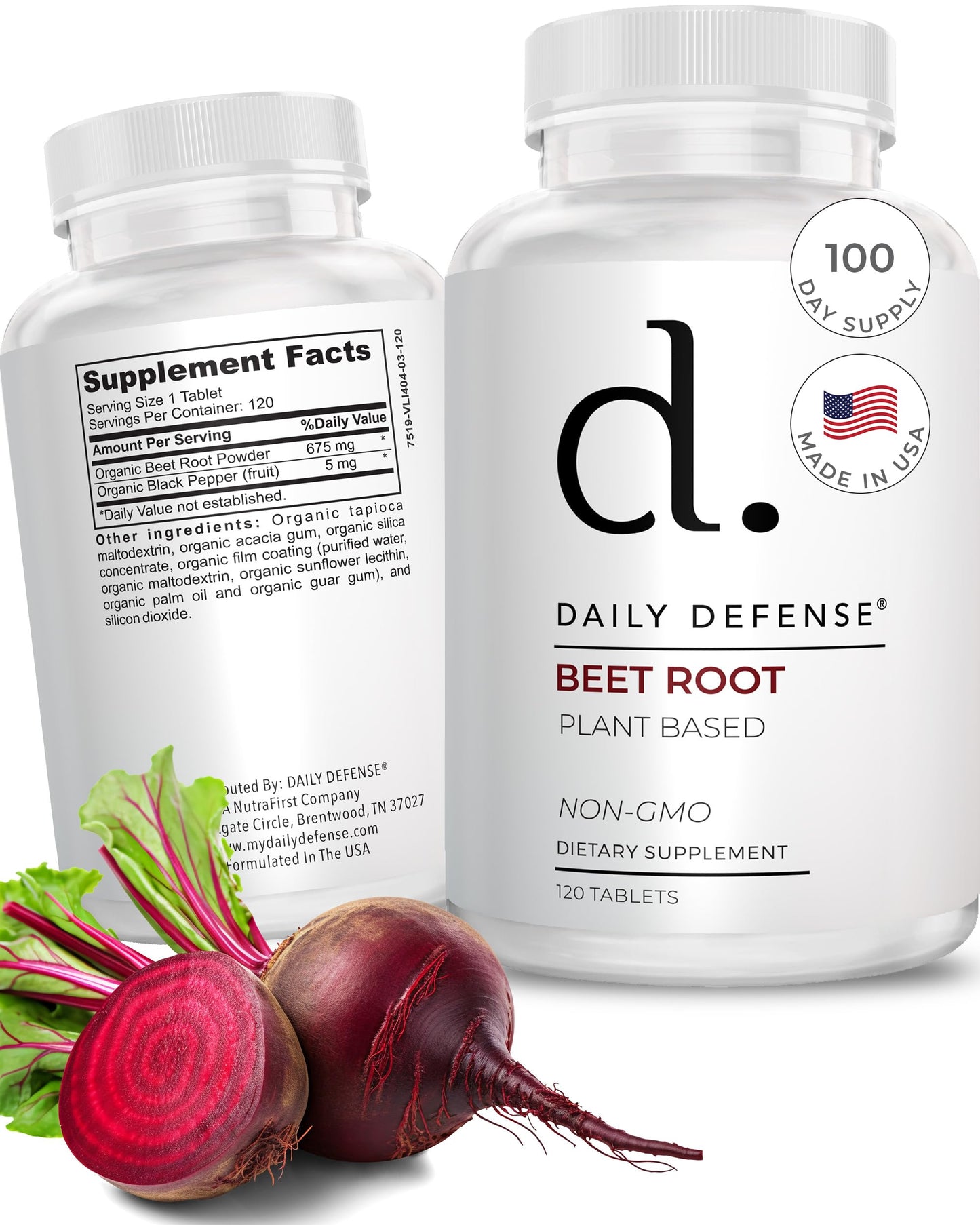 Daily Defense Beet Root Supplements Tablets 120 Count