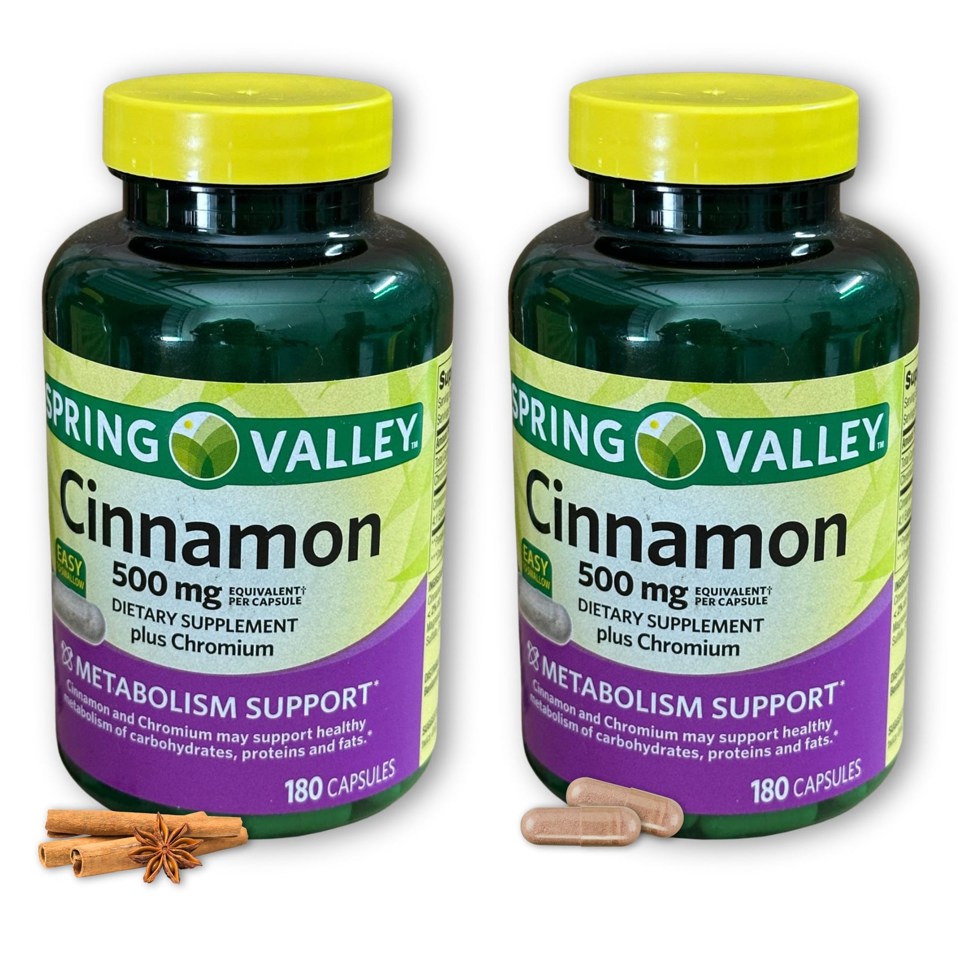 FUSION SHOP STORE Cinnamon 500mg Plus Chromium Capsules, 180 Capsules