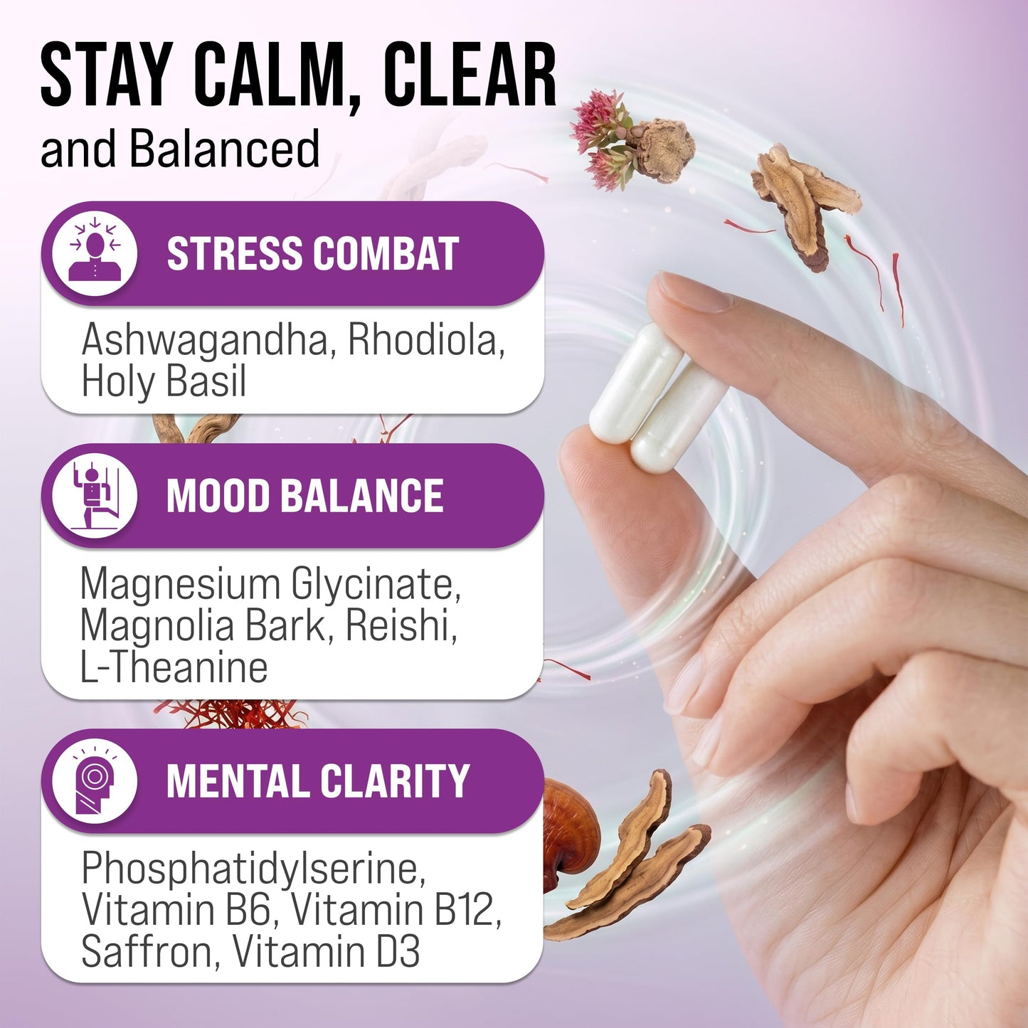 MERRY VITA Cortisol Support Supplement 120 Capsules