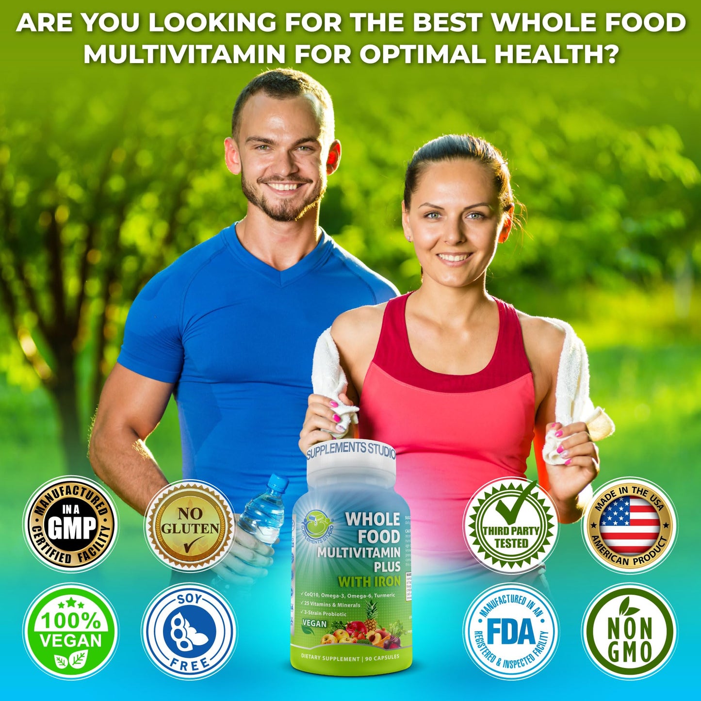 SUPPLEMENTS STUDIO Daily Hormonal & Immune Support Bundle for Women & Men - DIM 200mg for Hormonal Balance + Quercetin 500mg with Bromelain & Zinc + Whole Food Multivitamin with Iron – Vegan, Non-GMO Wellness Support Capsules 2
