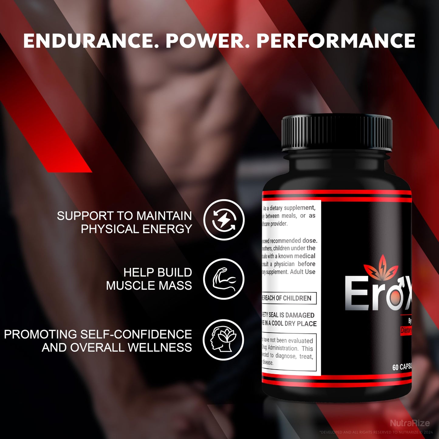NutraRize EroXcel Male Capsules, 180 Capsules