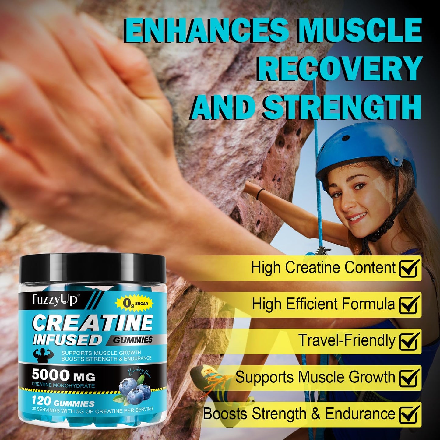 ZhuGuaCo Creatine Monohydrate Gummies 120 Gummies