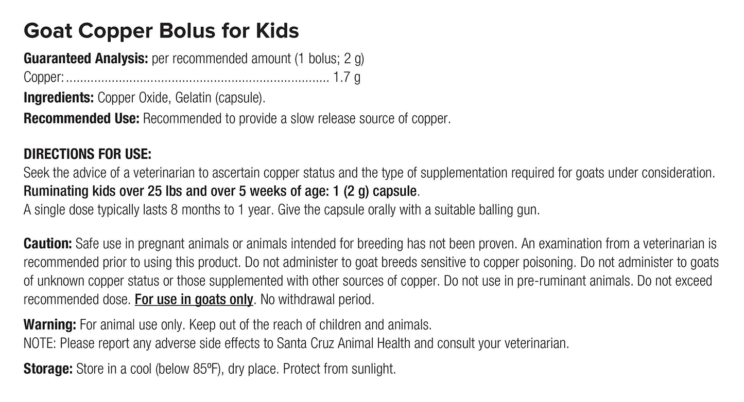 UltraCruz Goat Copper Bolus Supplement for Kids Capsule, 25 Count
