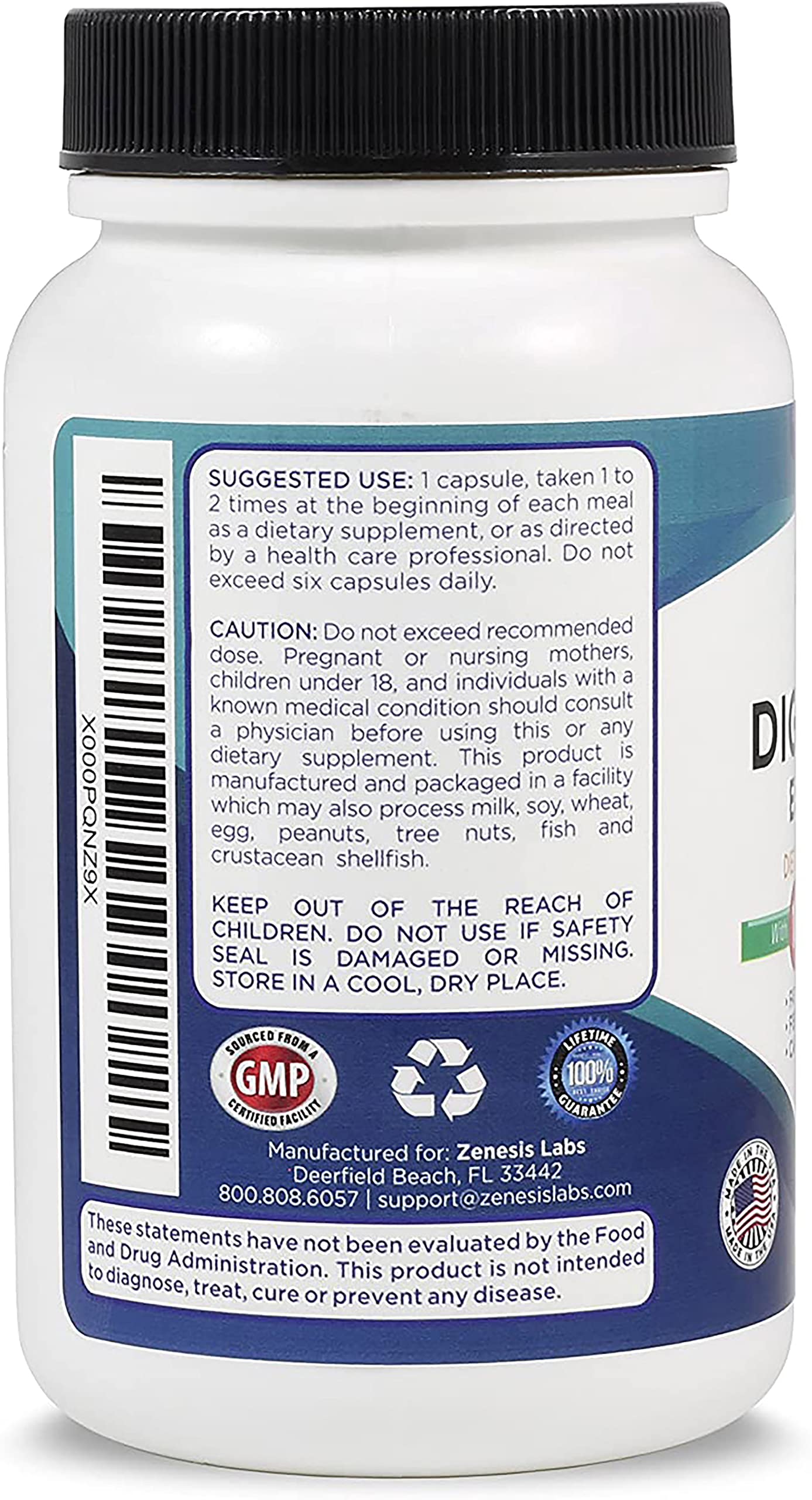 Zenesis Labs Digestive Enzymes with Amylase, Bromelain, Protease, Lipase & 14 Other Enzymes, 360 Capsules