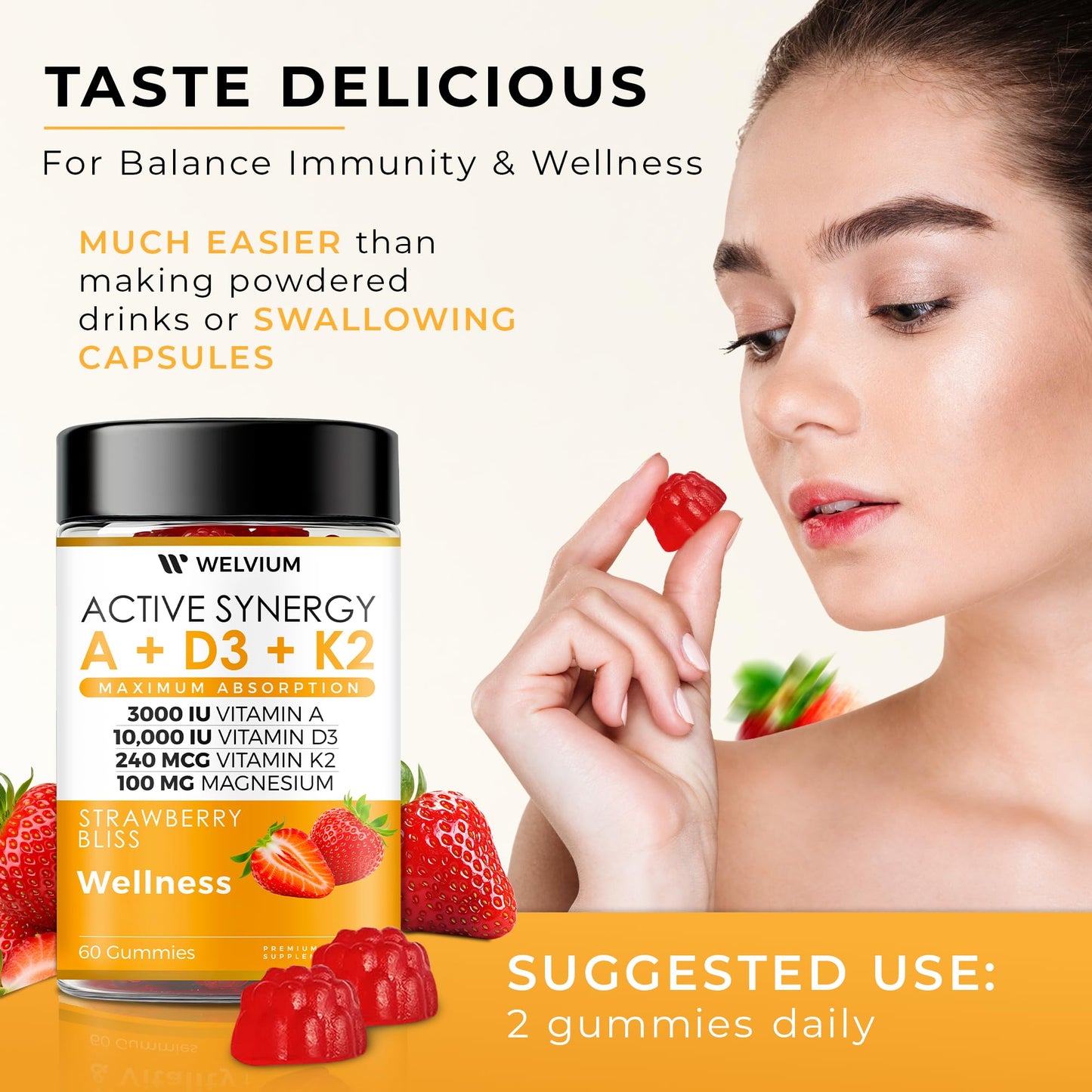 WELVIUM Vitamin D3 K2 60 Gummies