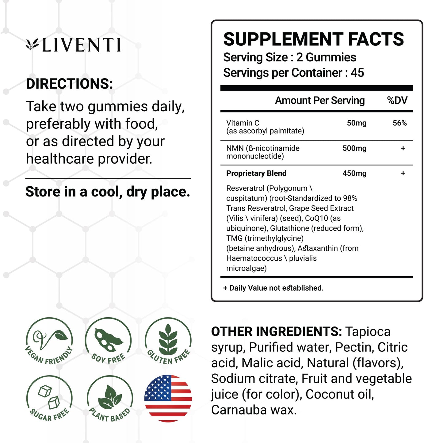 LIVENTI NMN Gummies 1000mg, 90 Gummies