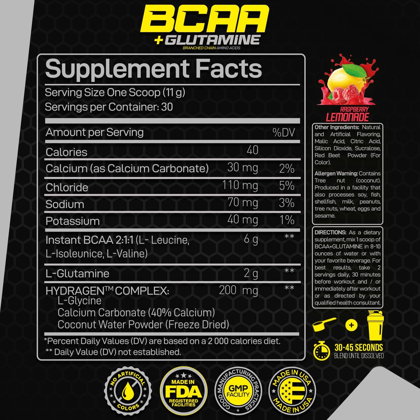 Forzagen BCAAs Amino Acids with Glutamine, Branched Chain Amino Acids Supplements Powder, 11.8 Ounce