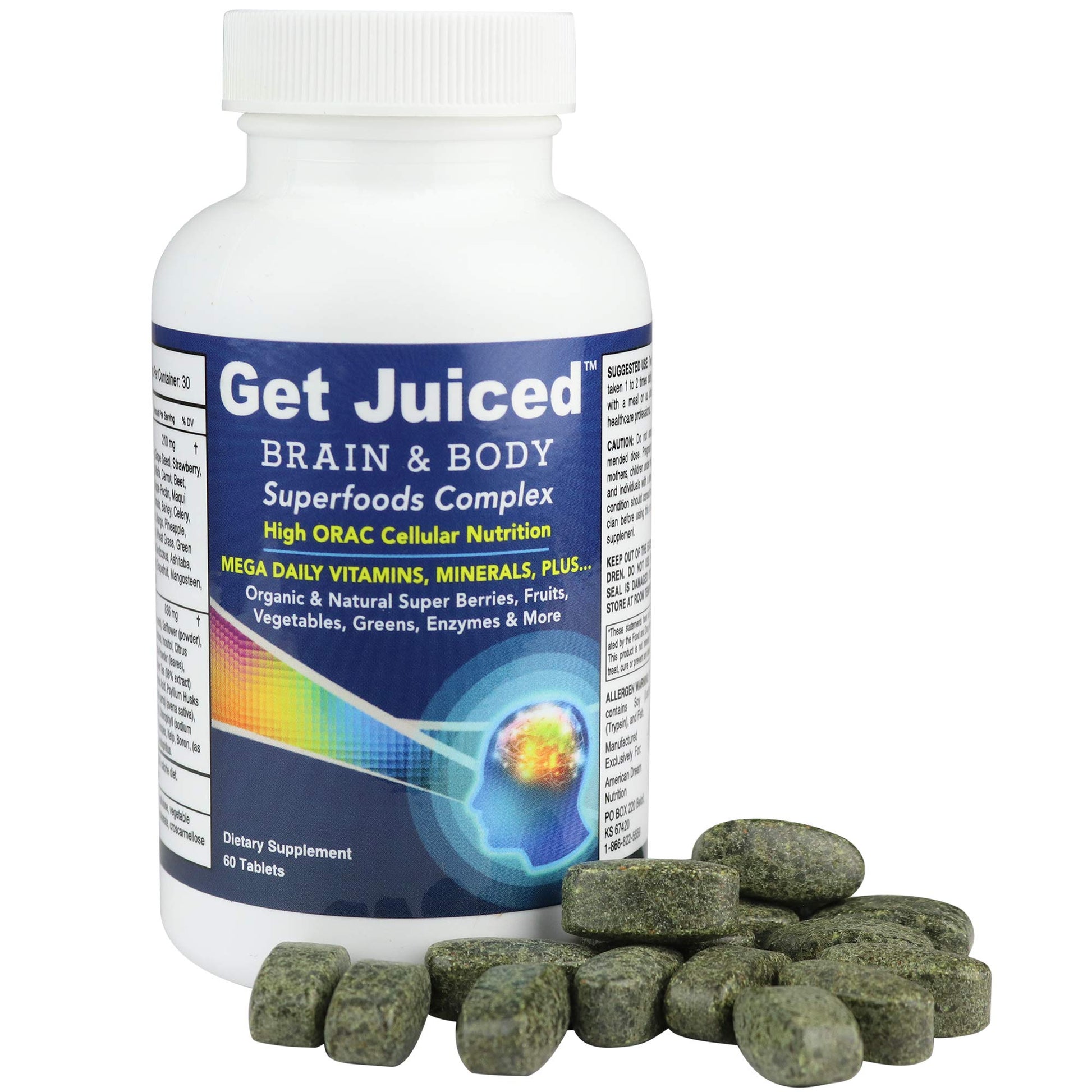 ADN Get Juiced Brain & Body Superfood Daily Vitamin & Mineral Complex, Powder, 30 Servings