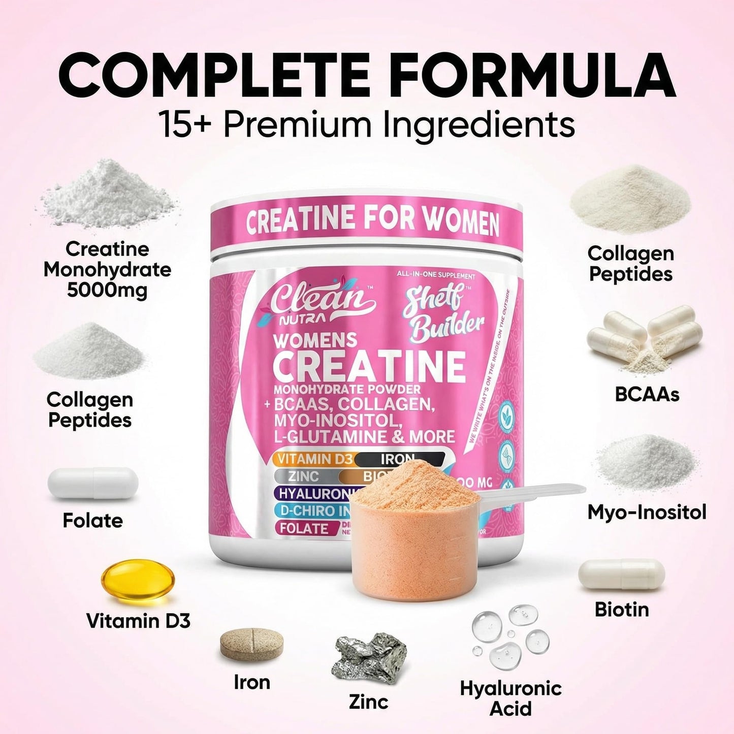 Clean Nutraceuticals Creatine Monohydrate + BCAA Powder 9.48 Ounce