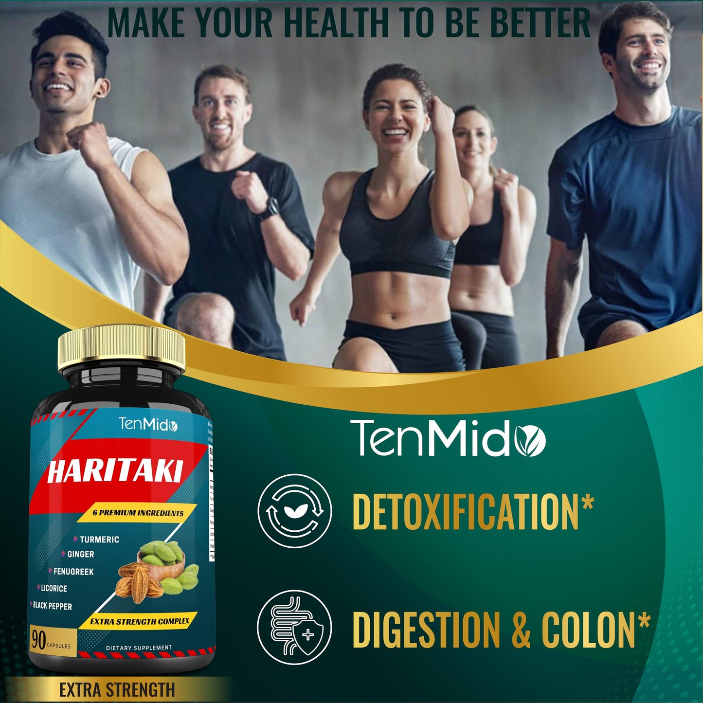 Tenmido Haritaki Supplements Extract Capsules, 90 Count
