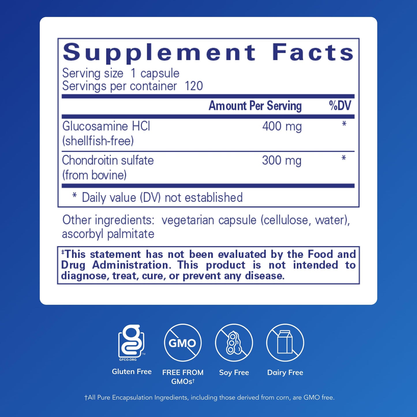 Pure Encapsulations Glucosamine HCl Chondroitin 120 Capsules