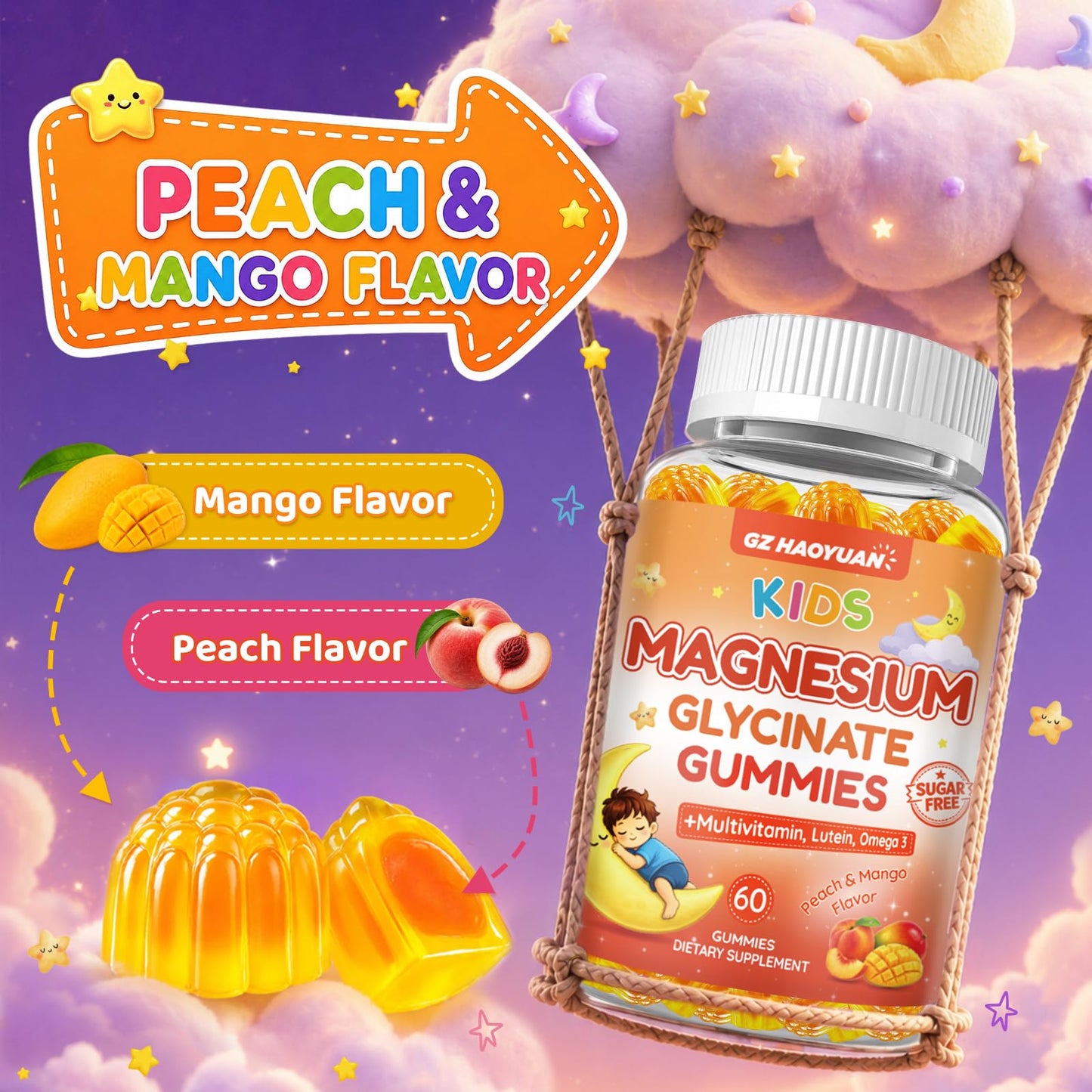 GZ HAOYUAN Magnesium Glycinate Gummies 120 Count