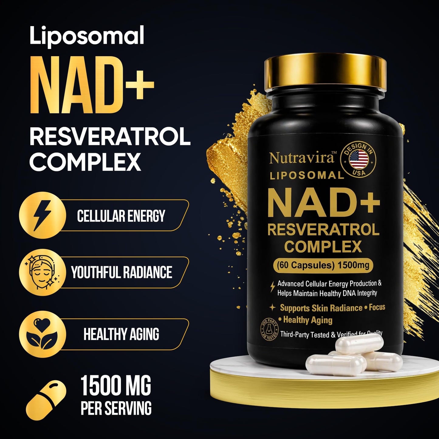 Nutravira Liposomal NAD+ Resveratrol Complex 60 Capsules