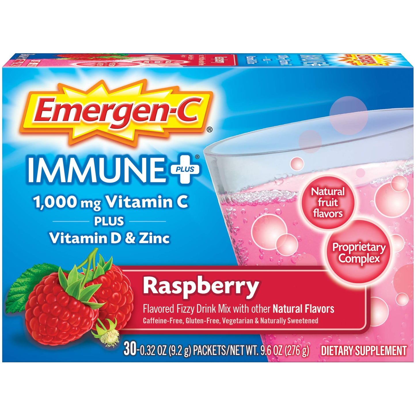 Emergen-C Immune+ 1000mg Vitamin C Powder, 30 Count