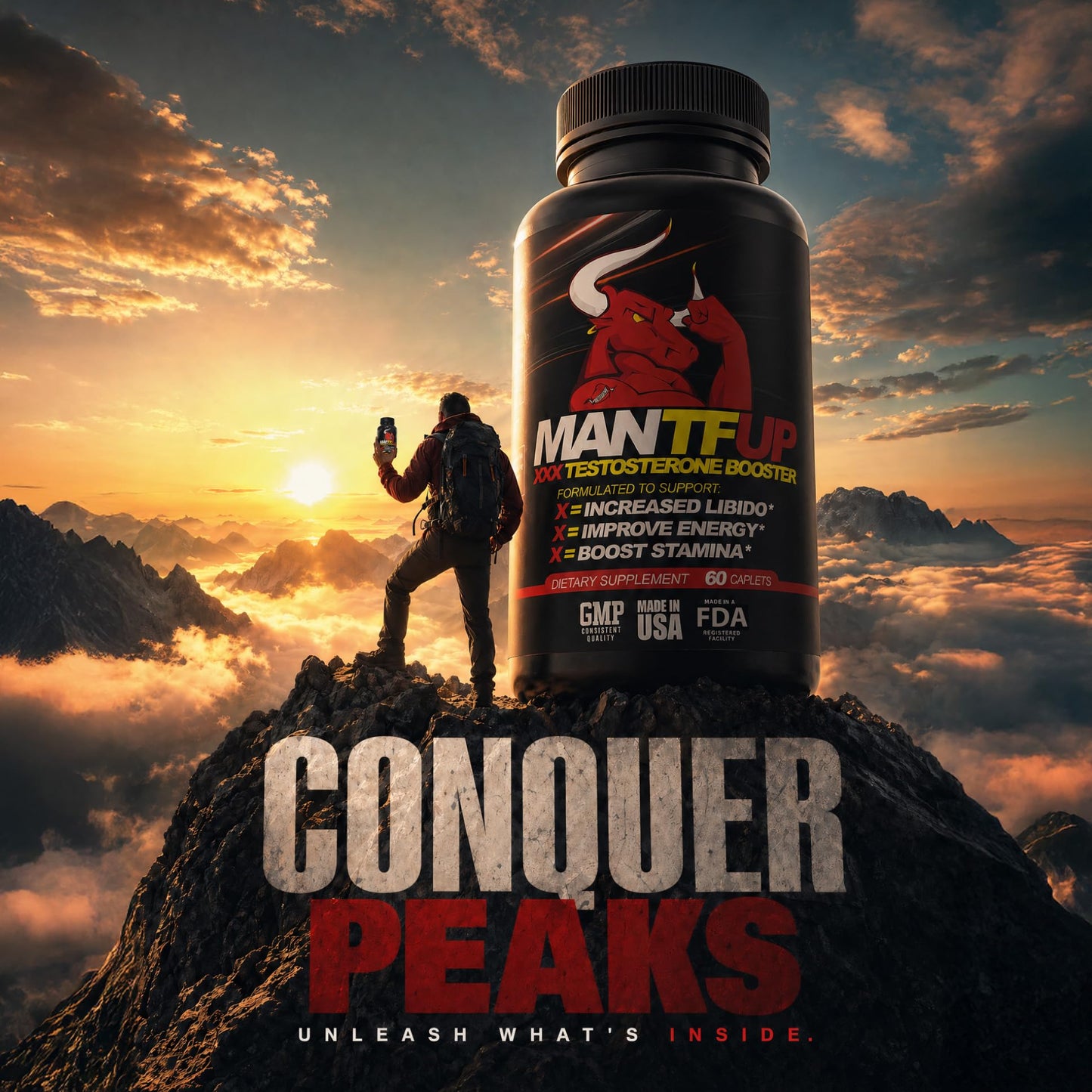 MANTFUP Vitality Enhancer for Men Testosterone Booster 60 Capsules