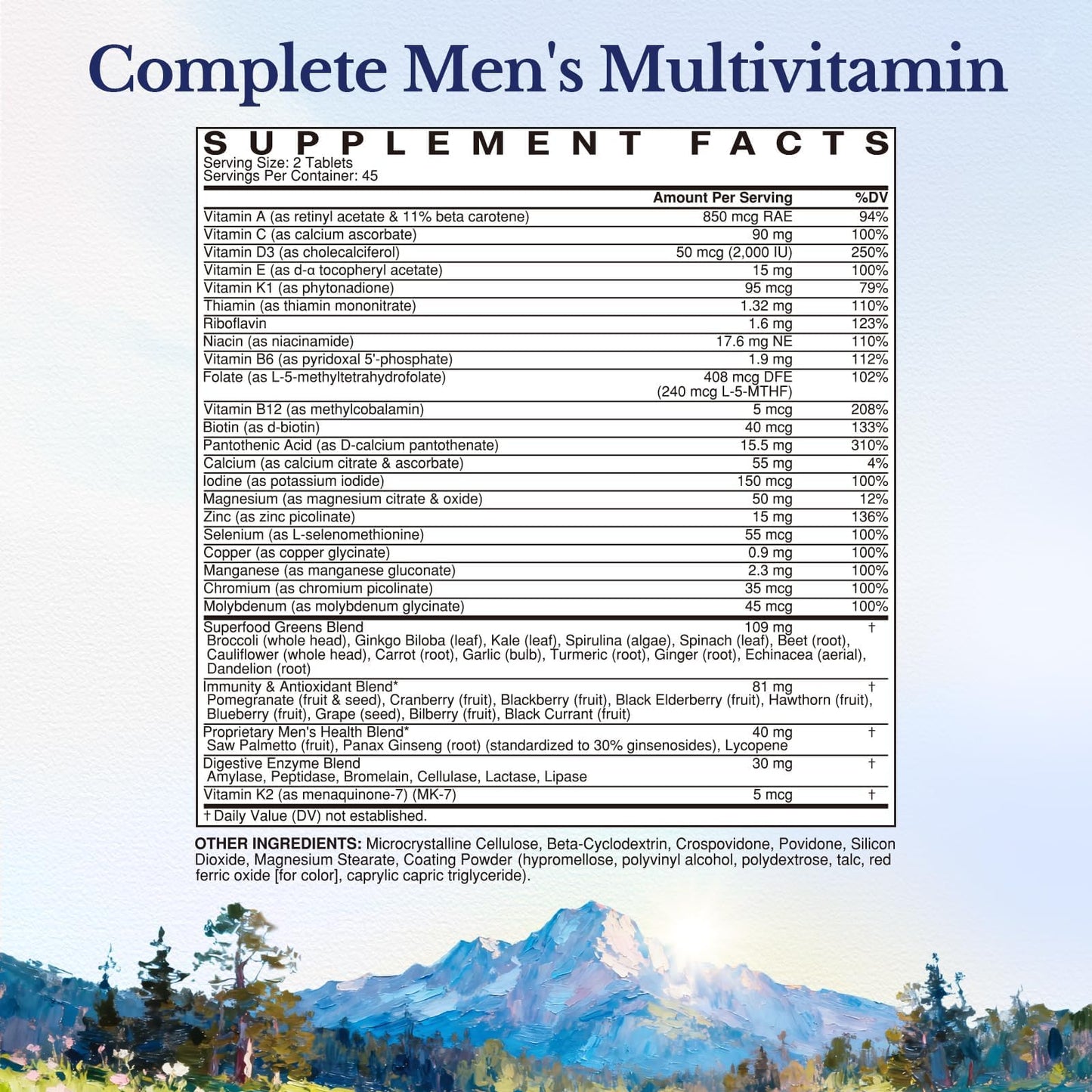 Vitalitown Multivitamin for Men, with Lycopene, Saw Palmetto, Magnesium, Zinc, Selenium, Vitamin A C D E K B, Fruits, Veggies & Enzymes for Complete Men's Health Support, 90 Tablets