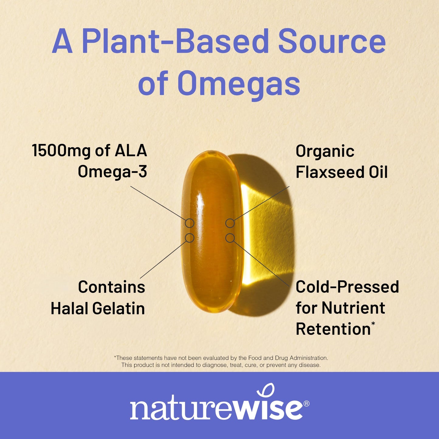 NatureWise Flaxseed Oil 3000 mg, Fish Free Omega-3 with 1500 mg ALA, Plant-Based Omega 3-6-9 Supplement, Organic Cold-Pressed Non-GMO, 120 Softgels