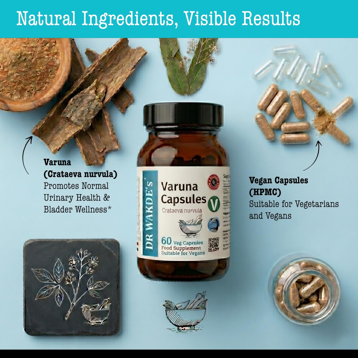 DR WAKDE's Varuna Capsules (Crataeva nurvula) 500mg, 60 Veg Caps