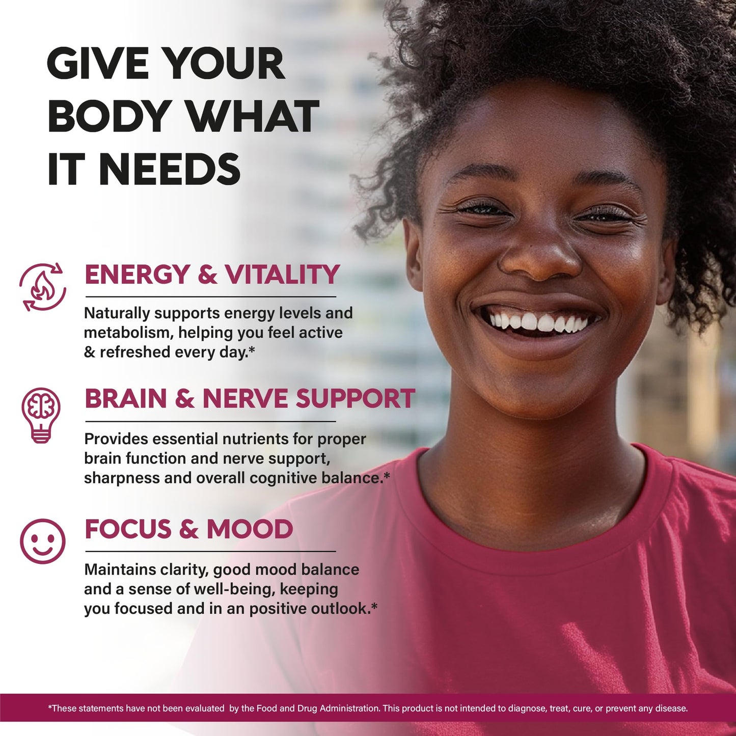 NUTRAHARMONY Vitamin B Complex for Men & Women - Made in USA - 11-in-1 B-Complex: B1, B2, B3, B5, B6, B7, B8, B9, B12 with Vitamin C, Choline, Inositol - Energy, Brain & Heart Support Supplement, 60 Capsules