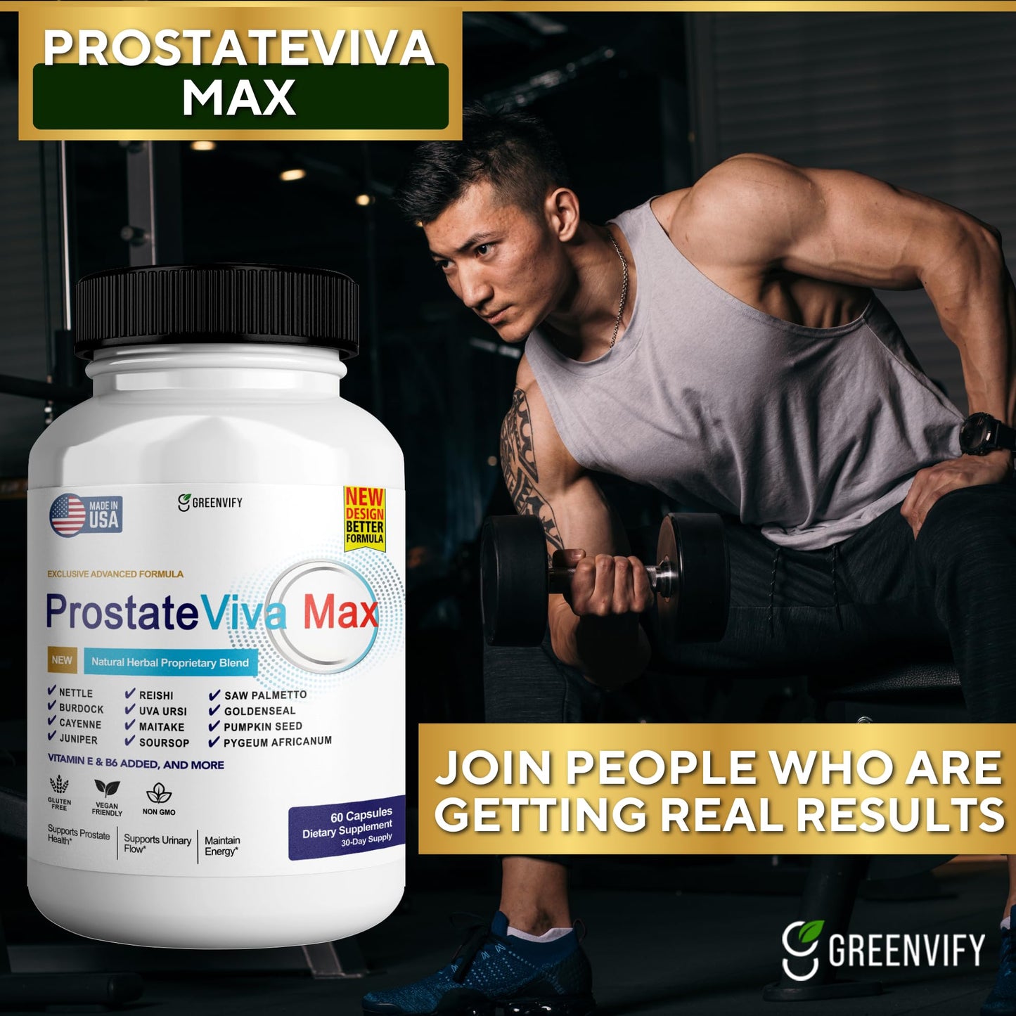 GREENVIFY ProstateViva Max Prostate Supplements for Men Capsules, 60 Count