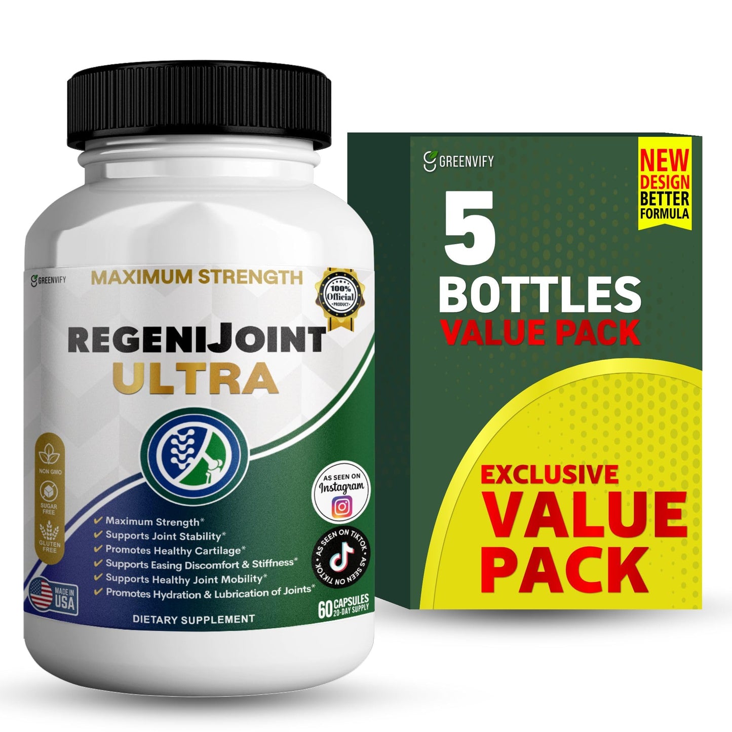 GREENVIFY RegeniJoint Ultra Maximum Strength Joint Support Supplement Capsule, 60 Count
