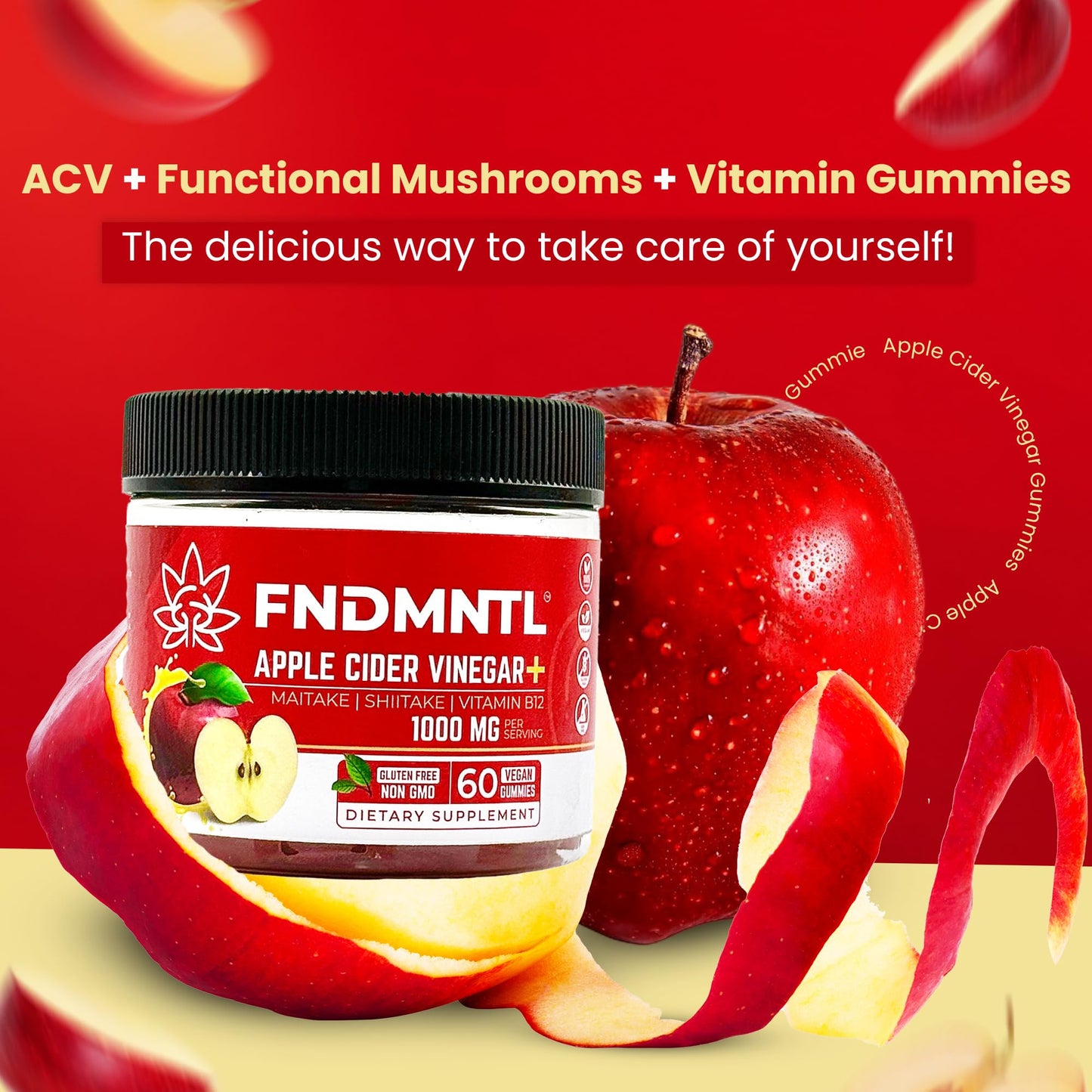 FNDMNTL Apple Cider Vinegar Gummies 60 Count