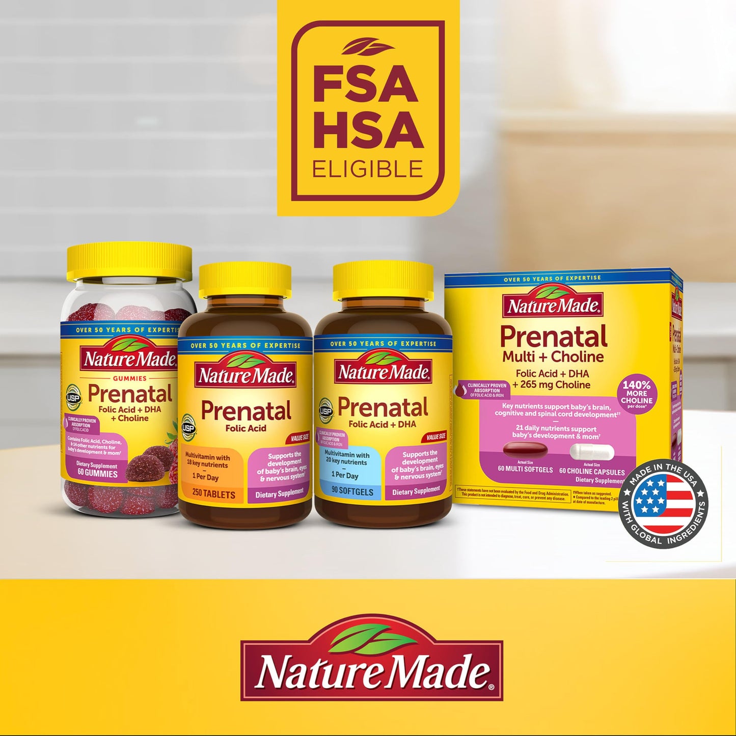 Nature Made Prenatal Vitamins for Women with Folic Acid + DHA Softgels 60 Count
