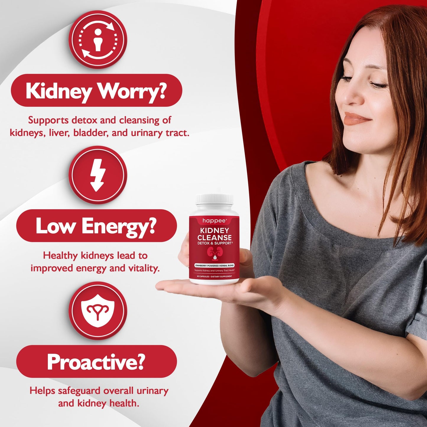 Happee Kidney Cleanse Detox & Repair Supplement Capsules 60
