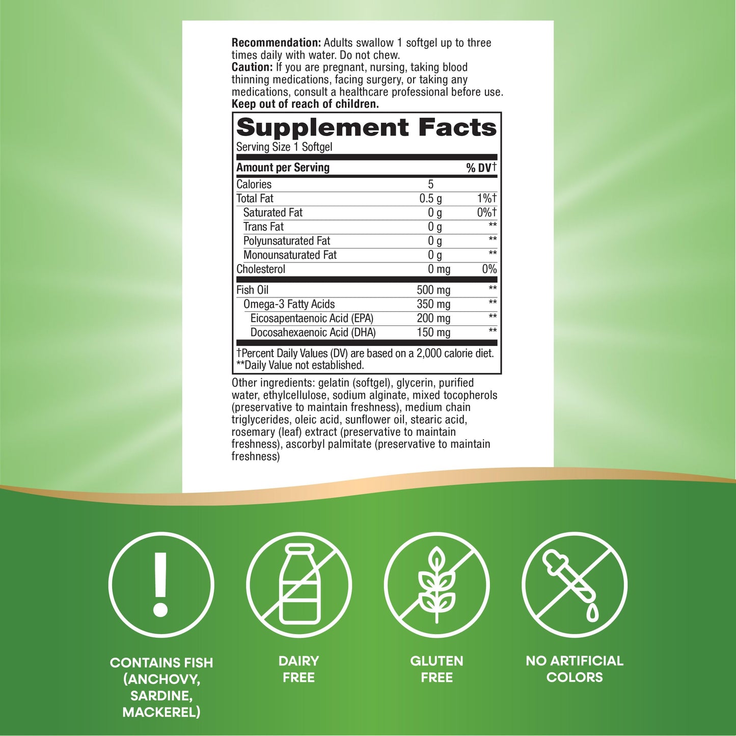 Nature's Way Super Fisol Fish Oil Omega-3 Supplements Softgels 180 Count