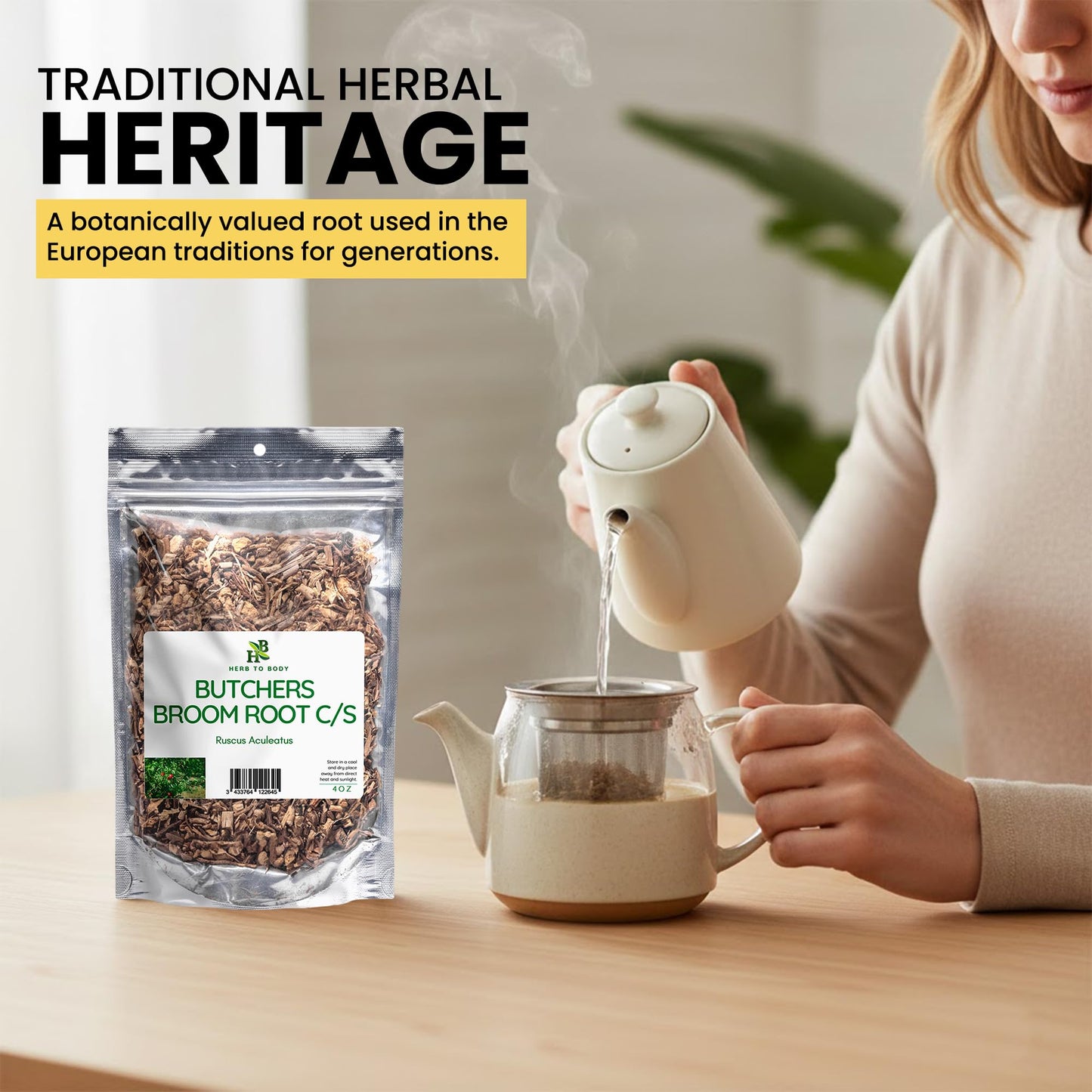 Herb To Body Butchers Broom Root C/S Powder 4 oz