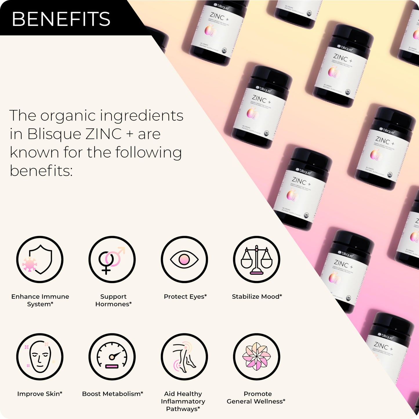Blisque Organic Zinc Supplement Sourced from Guava Leaf Powder, 2.12 oz