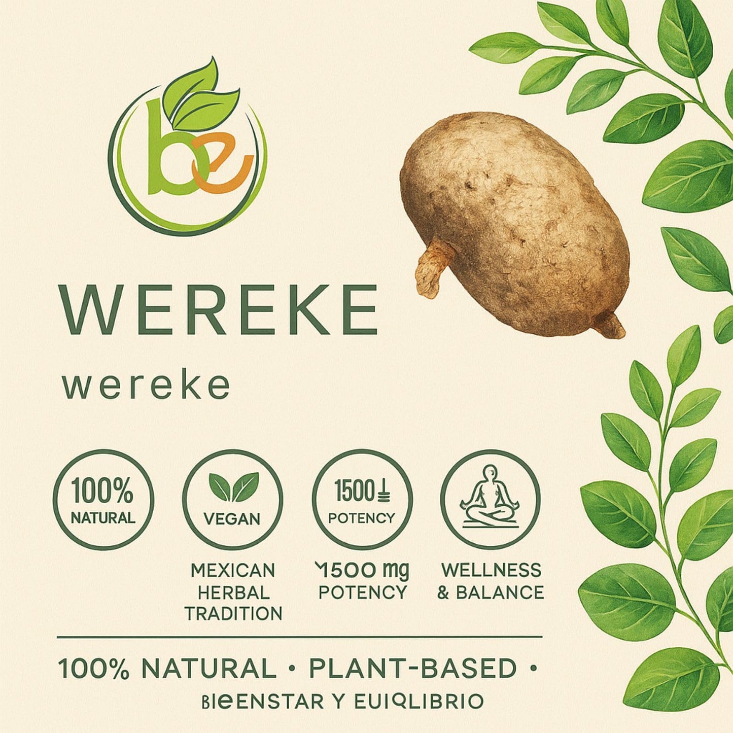 B-Experts Wereke (Wereque Root) 1500 mg per Serving Vegan Capsules, 90 Count