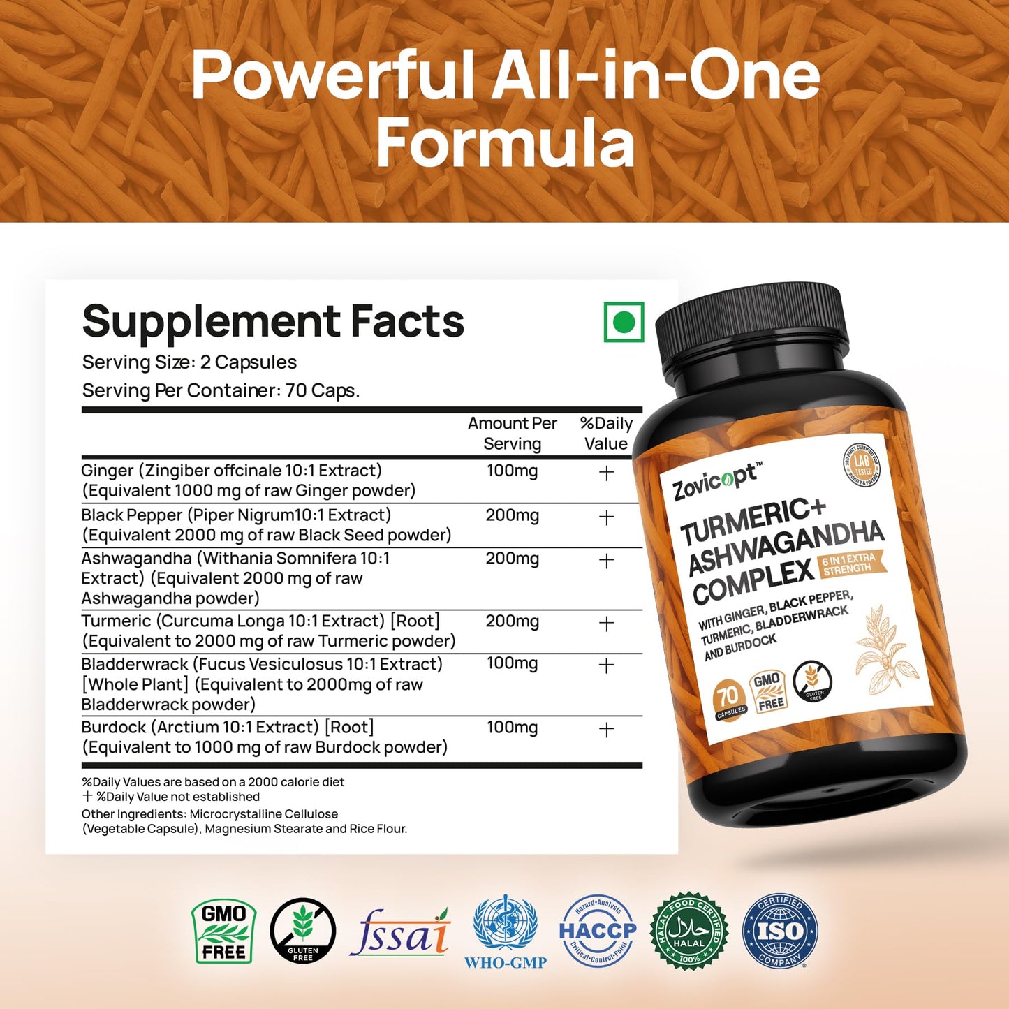 Zovicopt Ashwagandha Supplement Capsule 70 Count