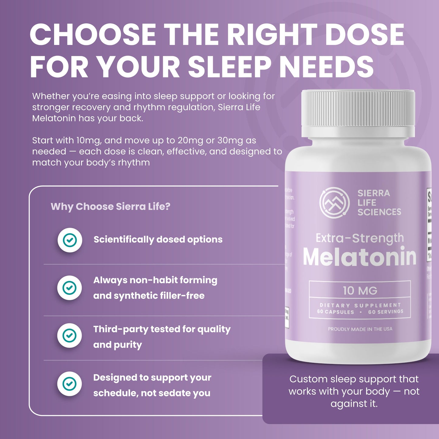 SIERRA LIFE SCIENCES Melatonin 10 mg Extra Strength, 180 Capsules