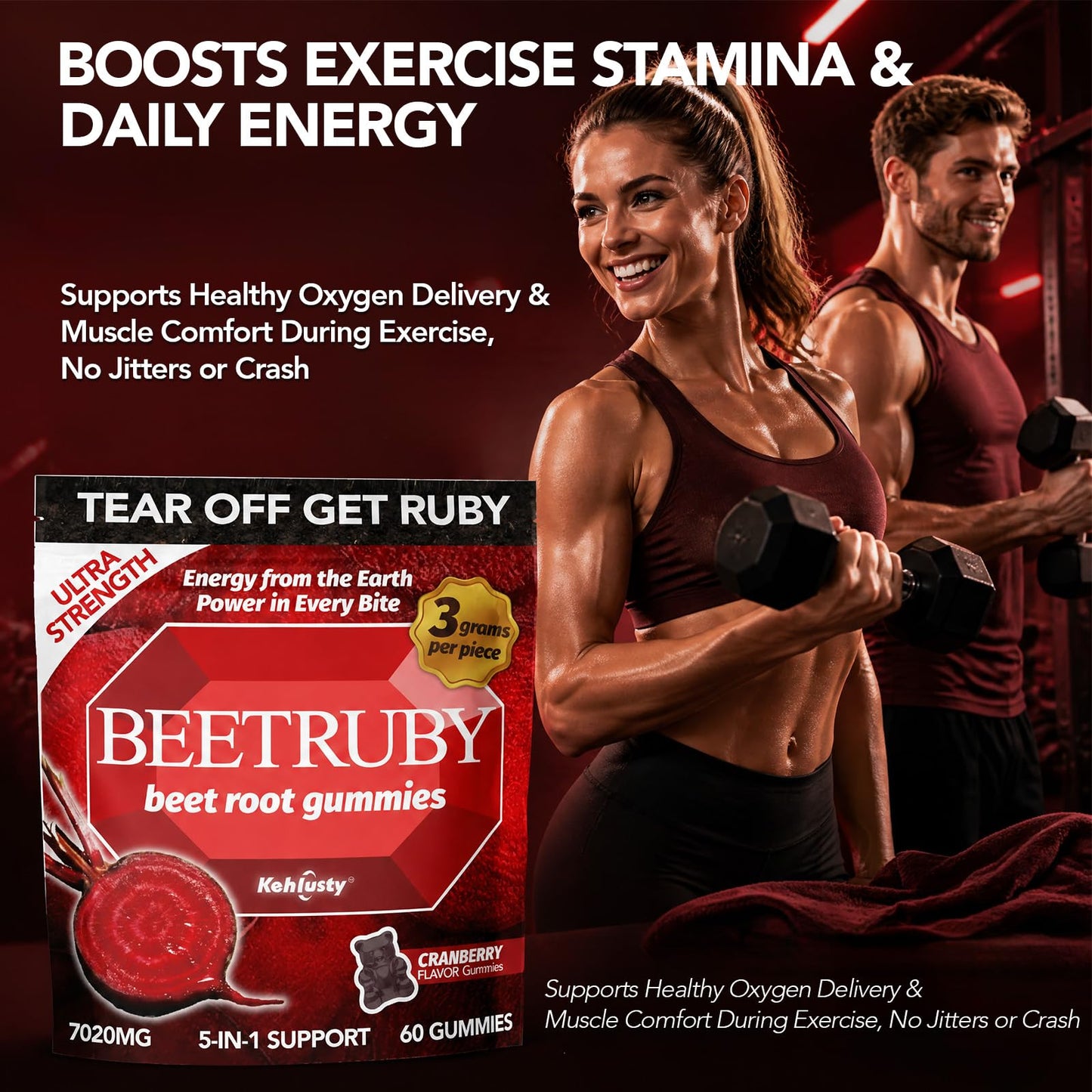 KEHLUSTY Beet Root Gummies 60 Gummies